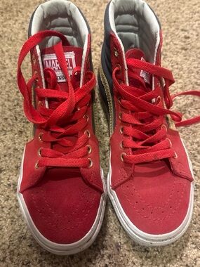Marvel Red High-Top Kids Sneakers with Gold Accents